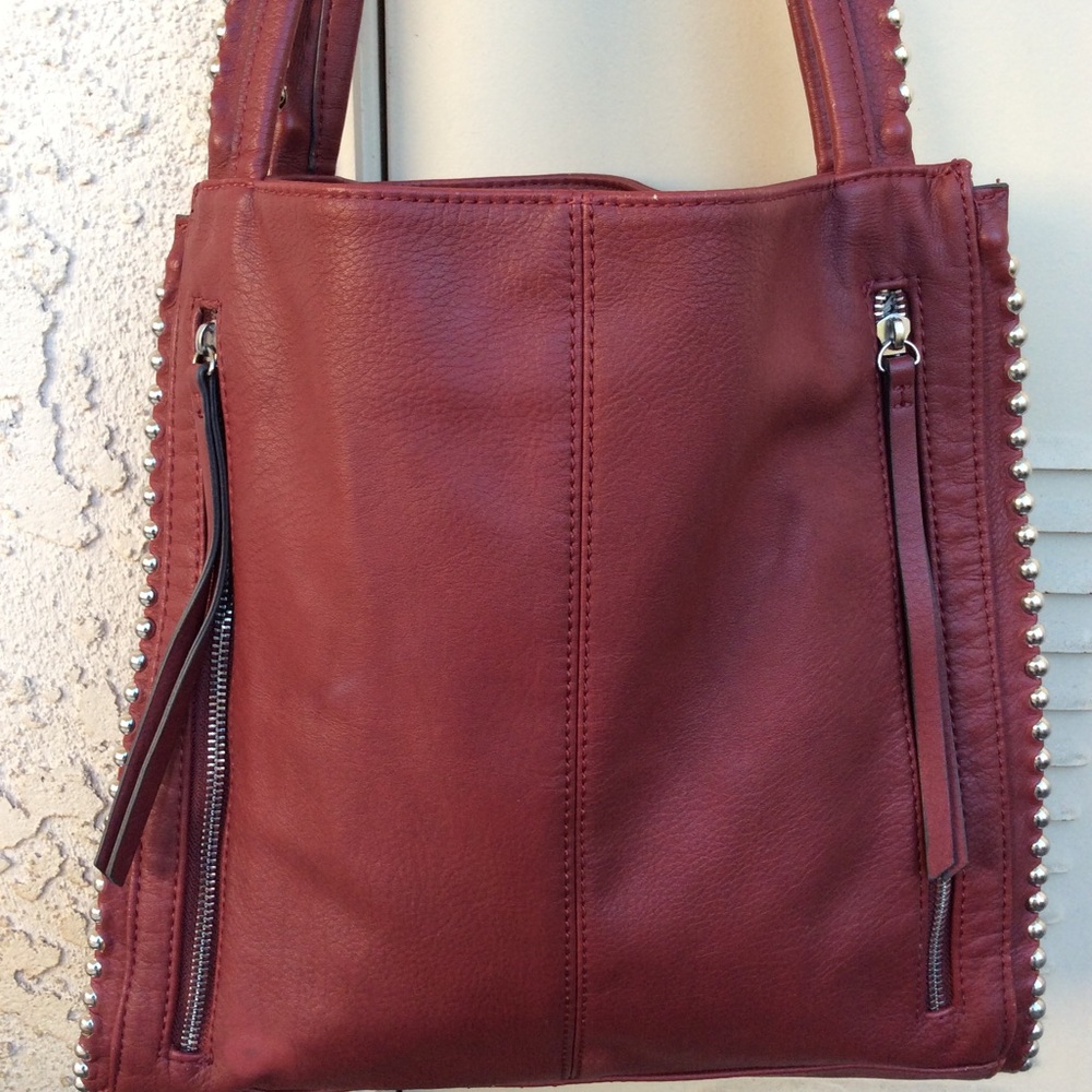 Max Studio Burgundy Studded Talo Vegan Leather Bag - Picture 6 of 16